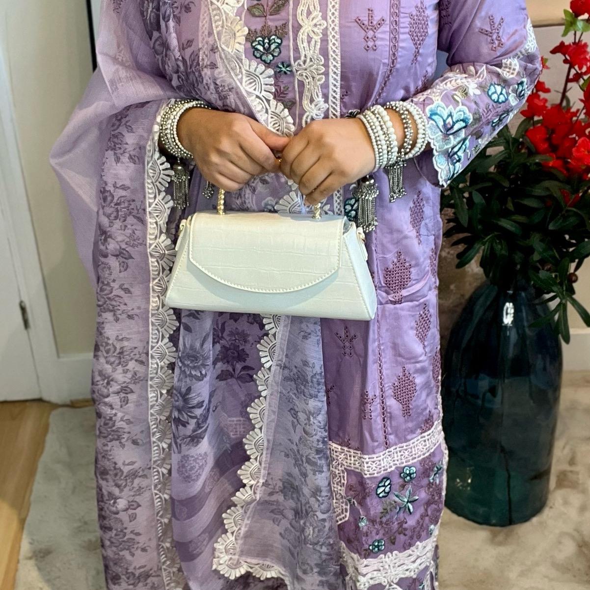 Oranjeta Zahan Luxury 3 Pieces Suit for Women - Embroidered Viscose Long Sleeve Dress